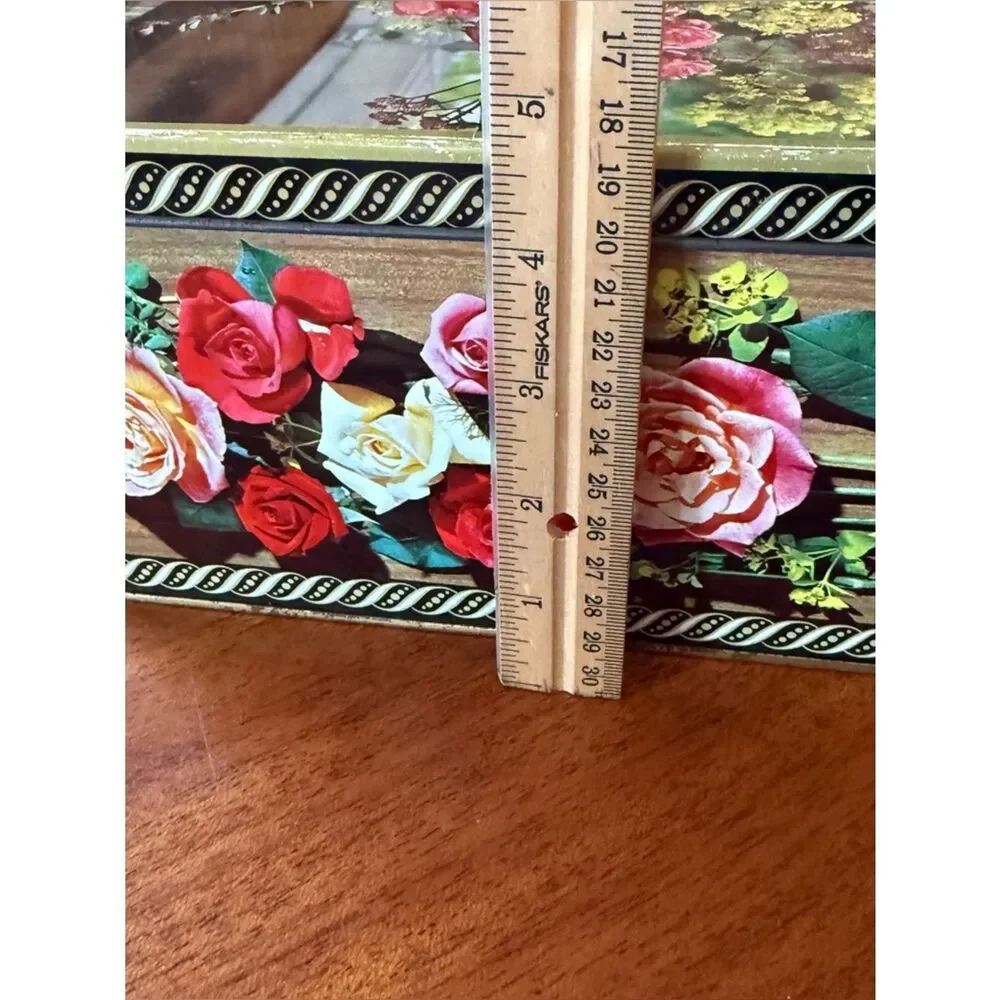 Vintage Peek Frean & Co London England Collectible Biscuit Tin Floral Red Gold